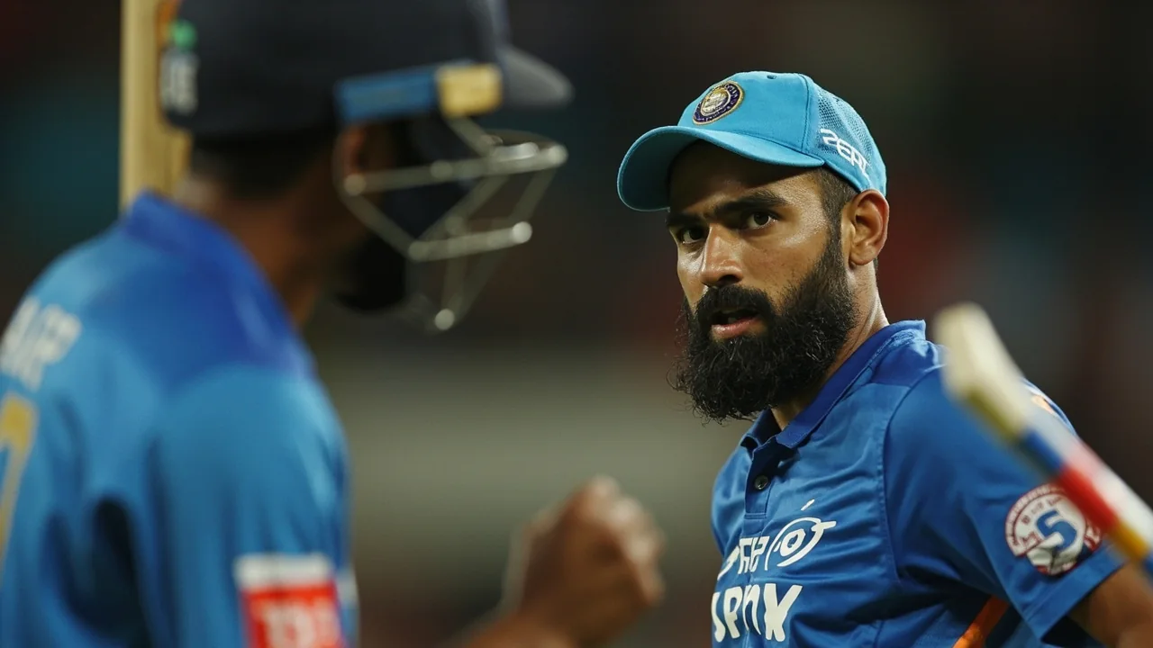 Tight action frame of an Indian Premier League all-rounder mid-bowling stride at the crease end, the visual anchor for the Axar Patel interview and the all-rounder role debate
